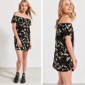 UO Kimchi Blue mini dress black floral embroidered small